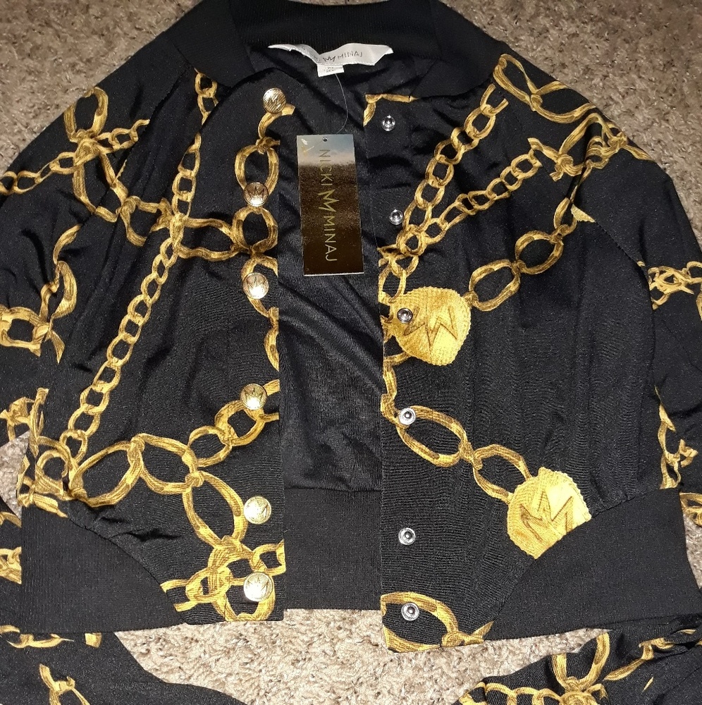 Black chain printed jacket